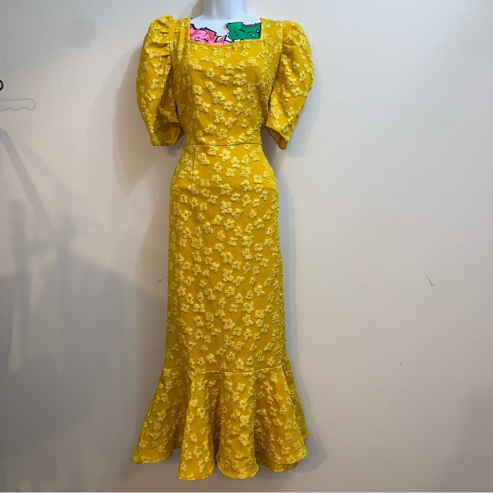 XL yellow floral mermaid hem dress
